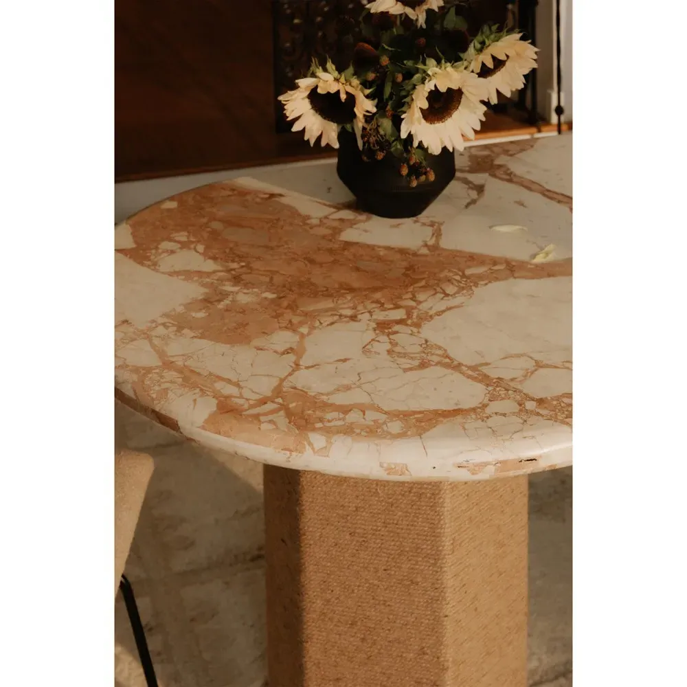 Diana Oval Dining Table - Beige, Breccia Marble