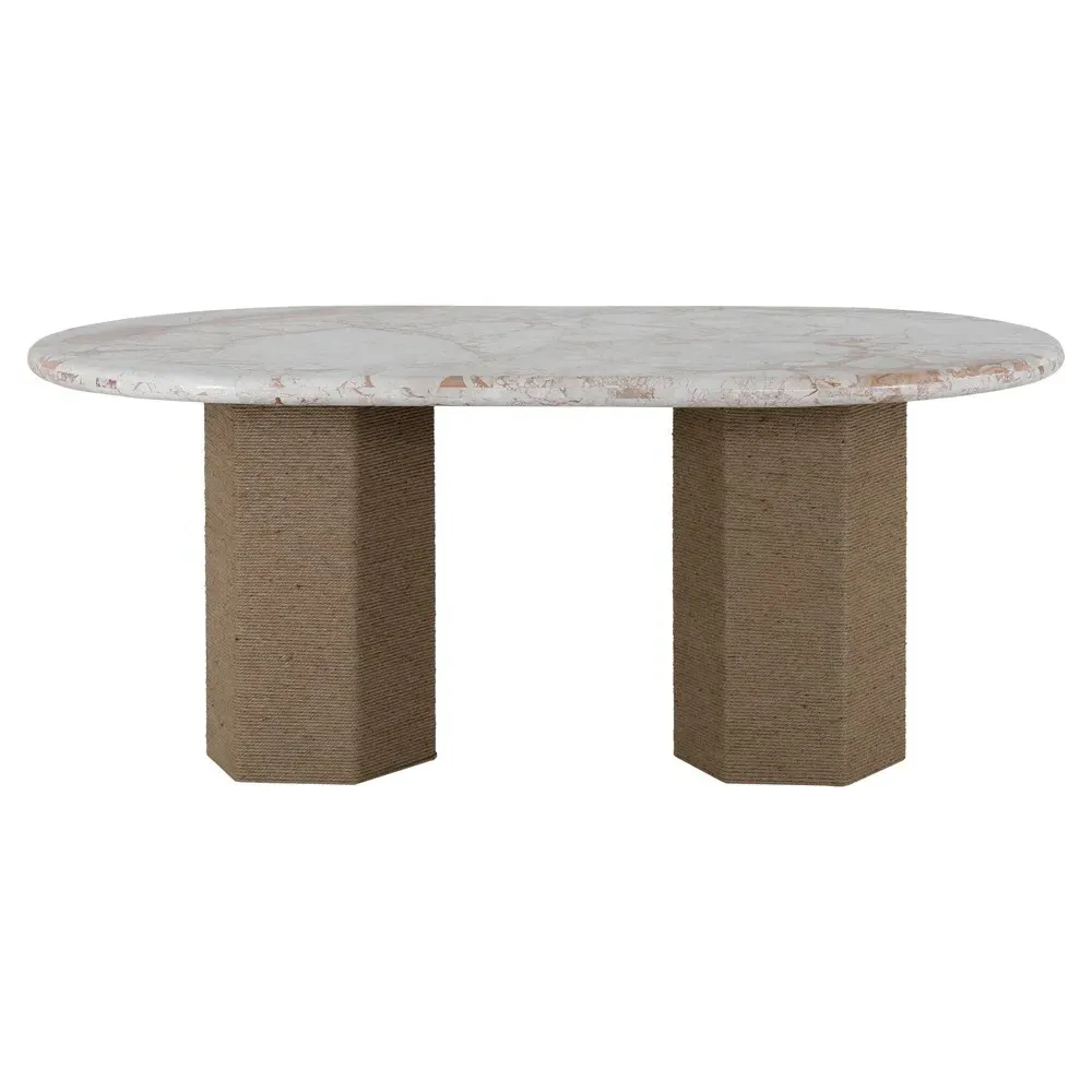 Diana Oval Dining Table - Beige, Breccia Marble image