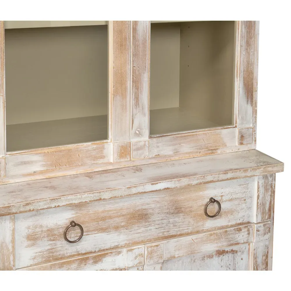 Diana Pine Wood Hutch - Distressed White