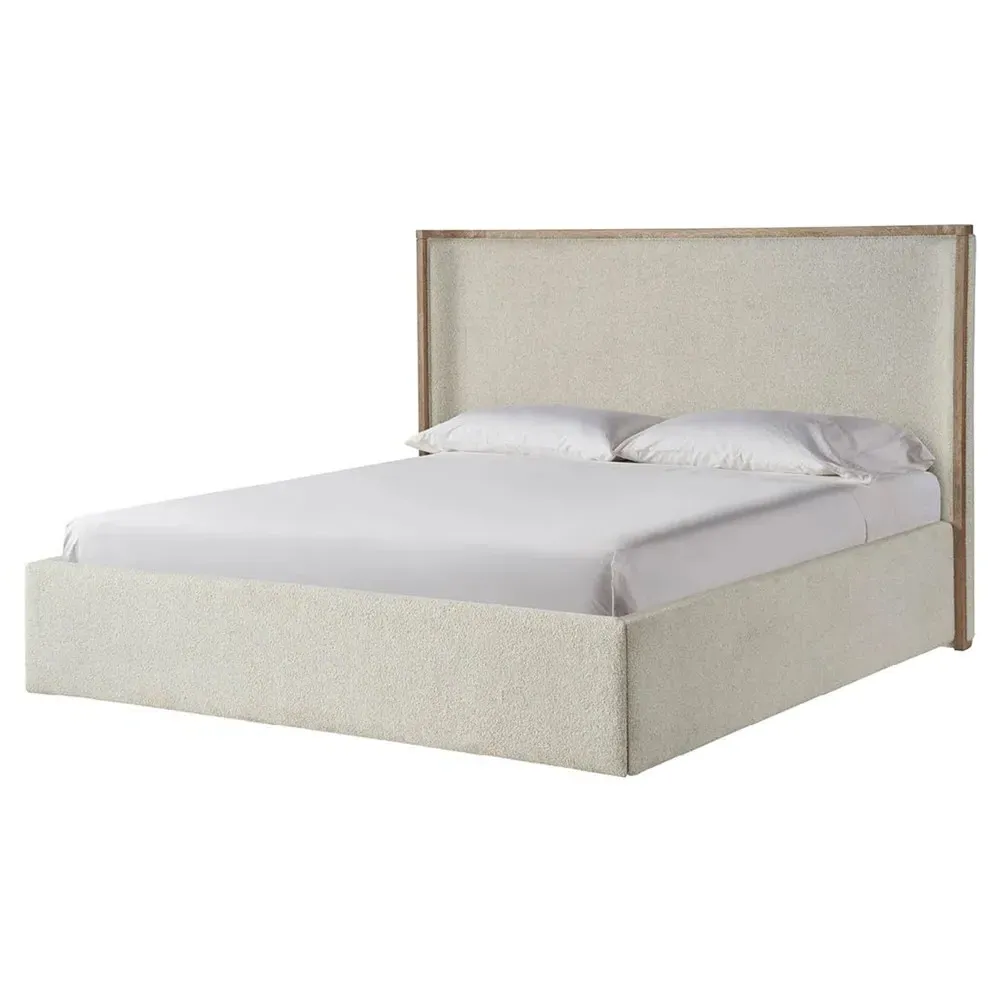 Diana Queen Size Wing Bed with Storage - Cream, Oak