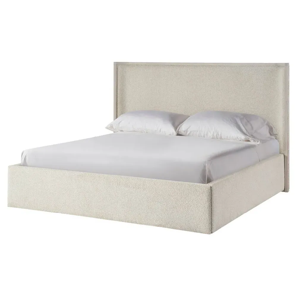 Diana Queen Size Wing Bed with Storage - Cream, Oak