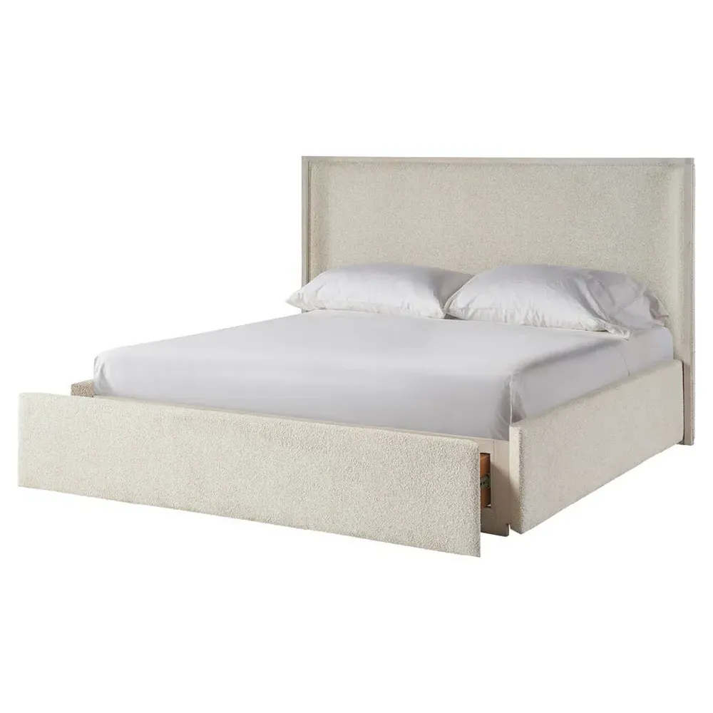 Diana Queen Size Wing Bed with Storage - Cream, Oak