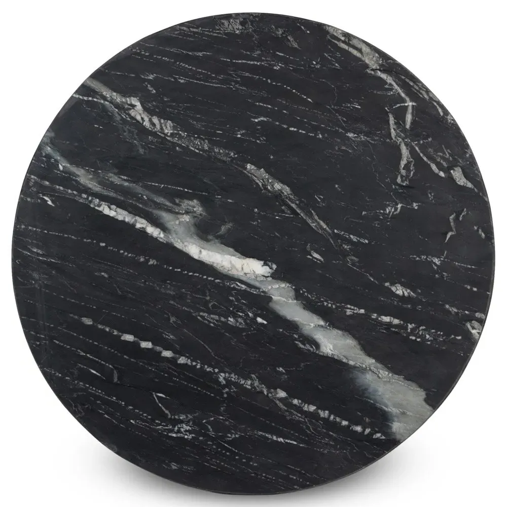 Diana Round Pedestal End Table - Black, Marble