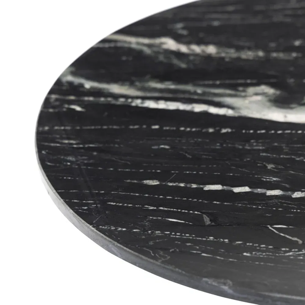Diana Round Pedestal End Table - Black, Marble