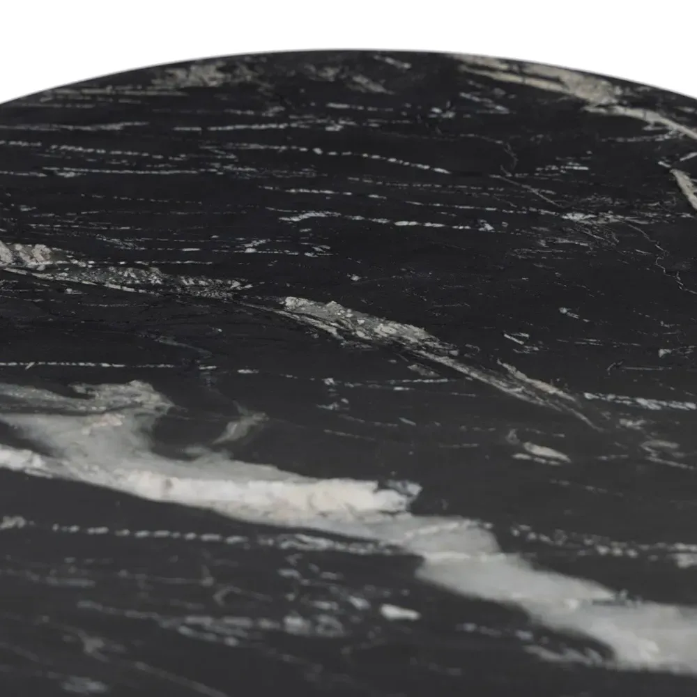 Diana Round Pedestal End Table - Black, Marble