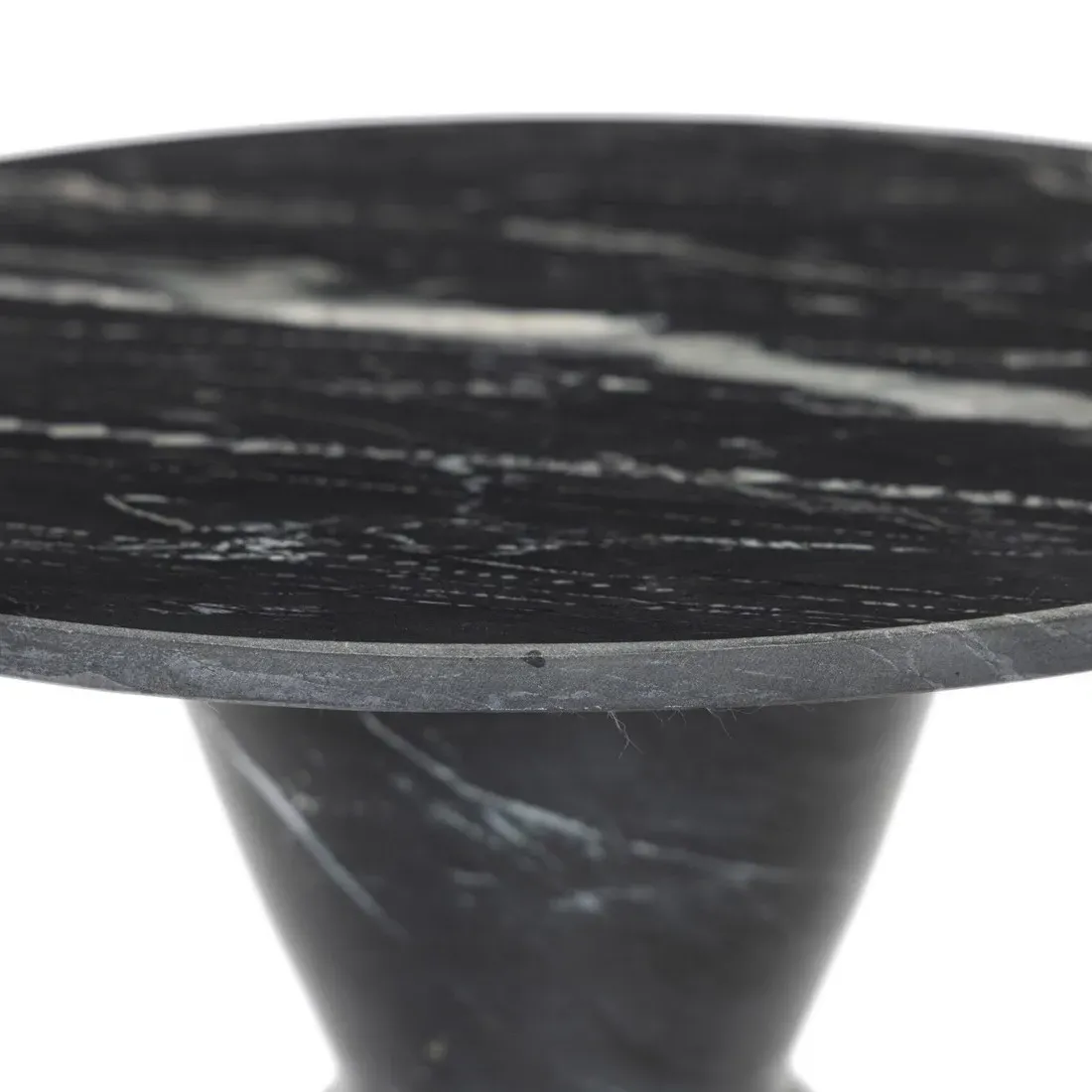 Diana Round Pedestal End Table - Black, Marble