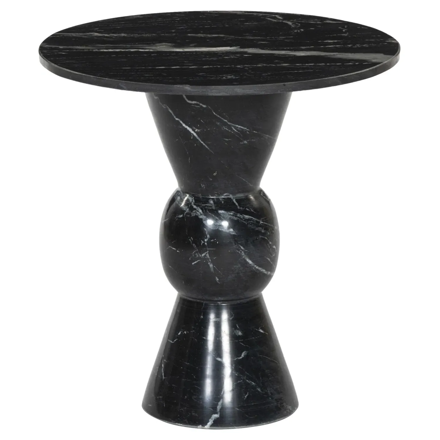 Diana Round Pedestal End Table - Black, Marble image