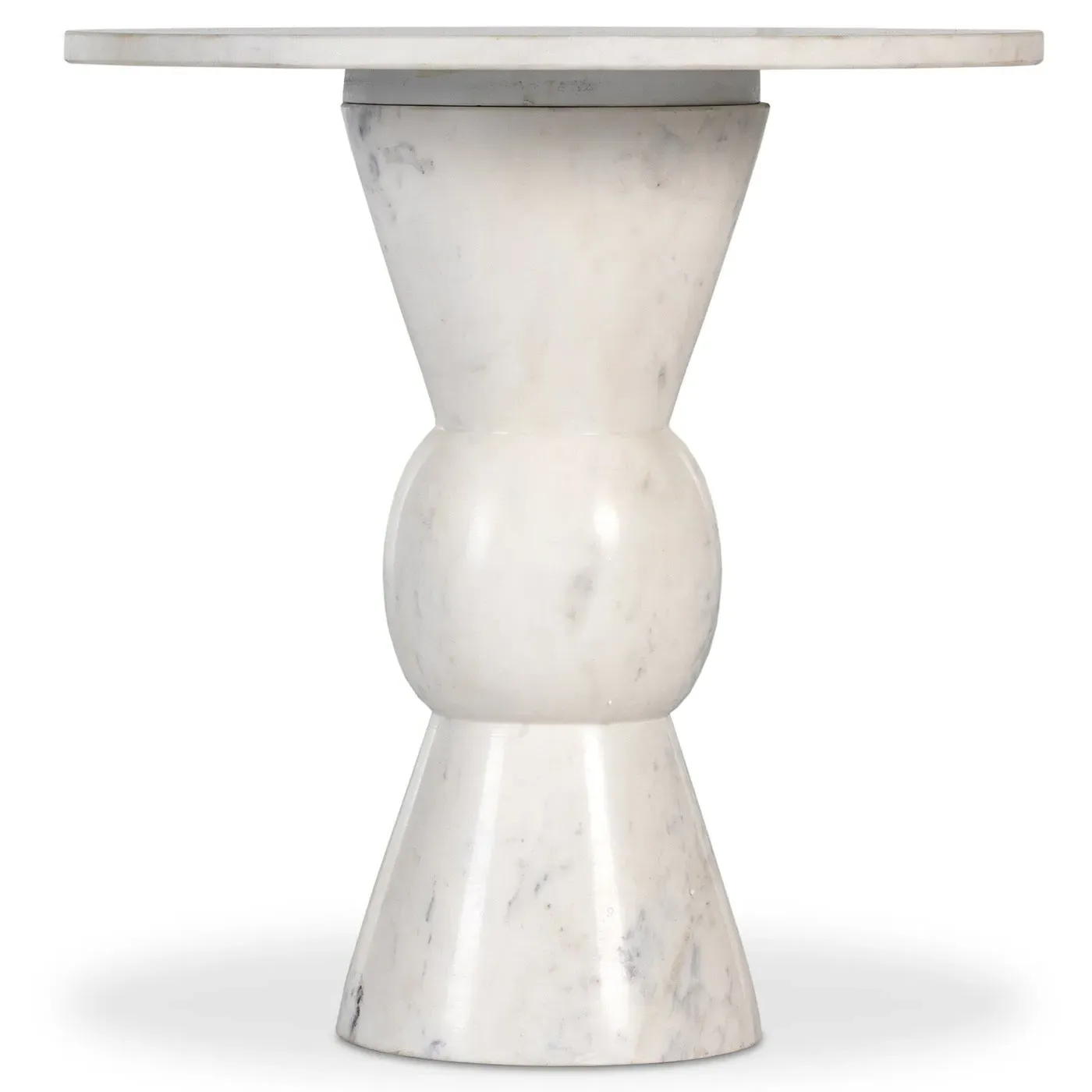 Diana Round Pedestal End Table - White, Marble