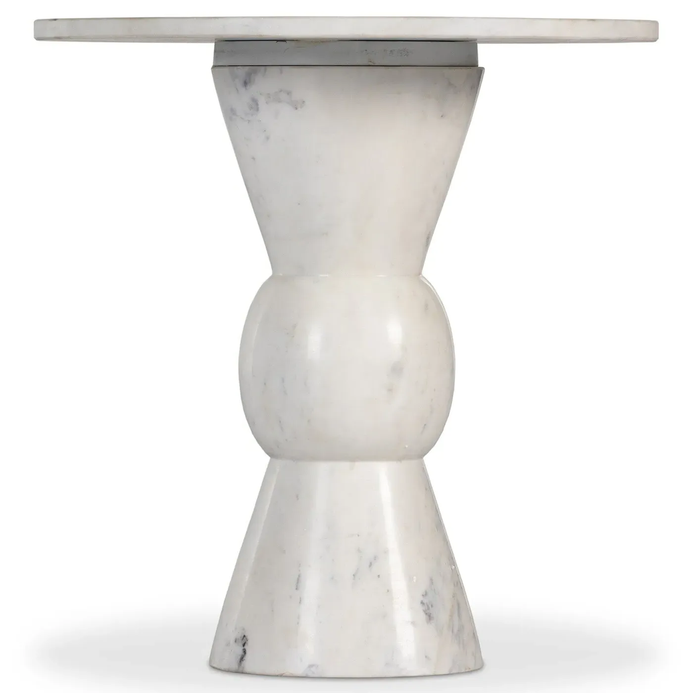 Diana Round Pedestal End Table - White, Marble