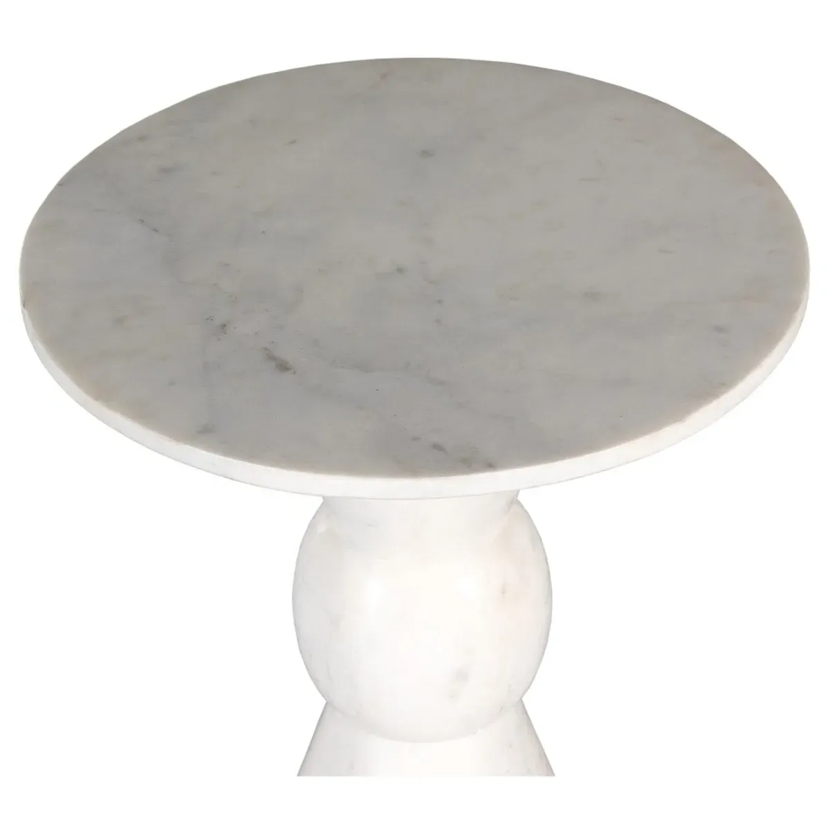 Diana Round Pedestal End Table - White, Marble