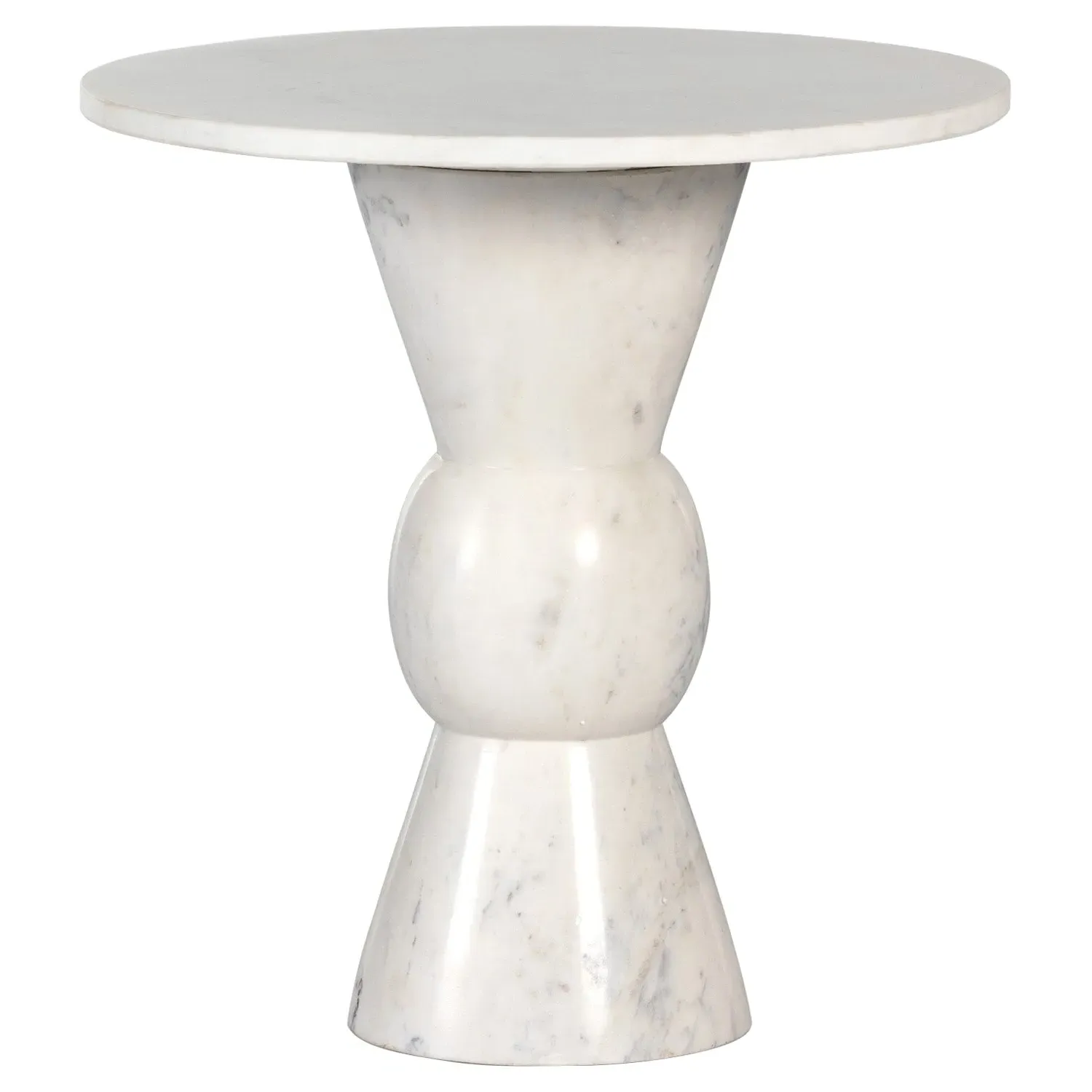 Diana Round Pedestal End Table - White, Marble