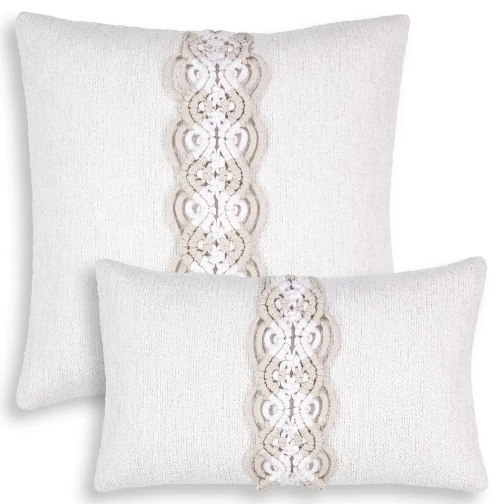 Diana Square Throw Pillow - Oyster White, Sunbrella