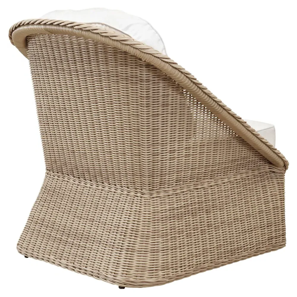 Diana Tufted Wicker Outdoor Lounge Chair - White, Rattan