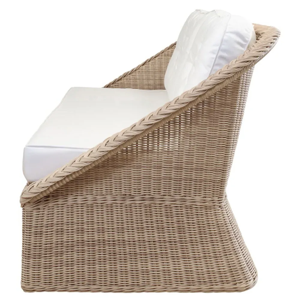Diana Tufted Wicker Outdoor Sofa - White, Rattan