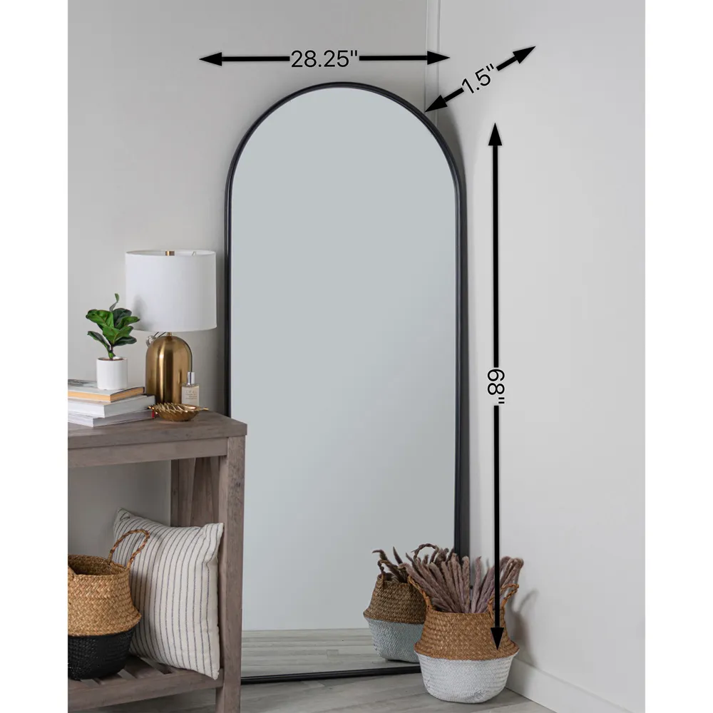 Diane Full Length Arch Floor Mirror - Black, Metal