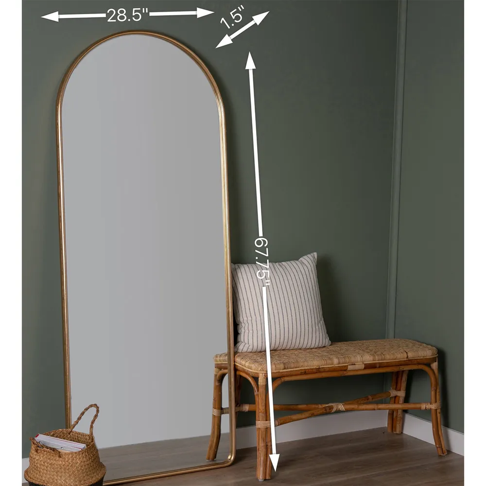 Diane Full Length Arch Floor Mirror - Gold, Metal
