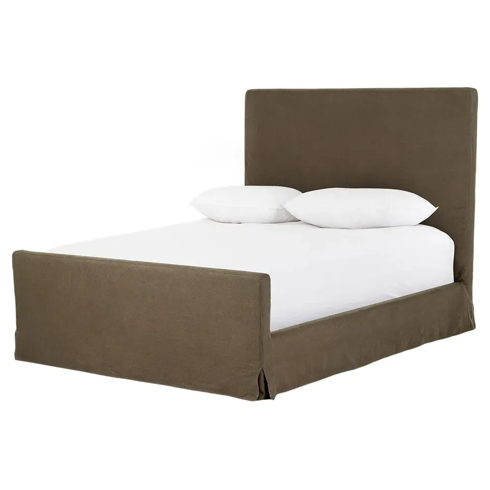 Dianne King Size Upholstered Bed - Brown, Linen
