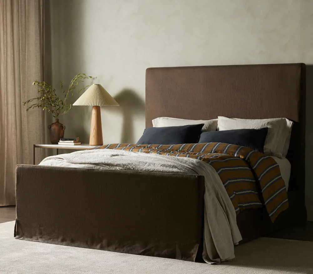 Dianne King Size Upholstered Bed - Brown, Linen