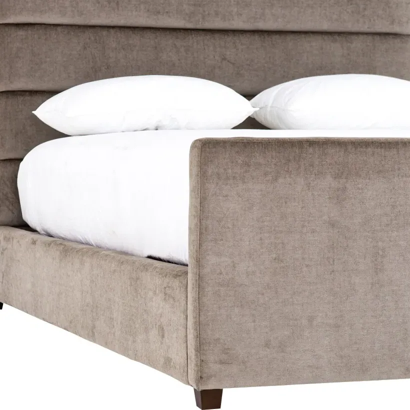 Dianne Queen Size Tufted Platform Bed - Sage, Velvet