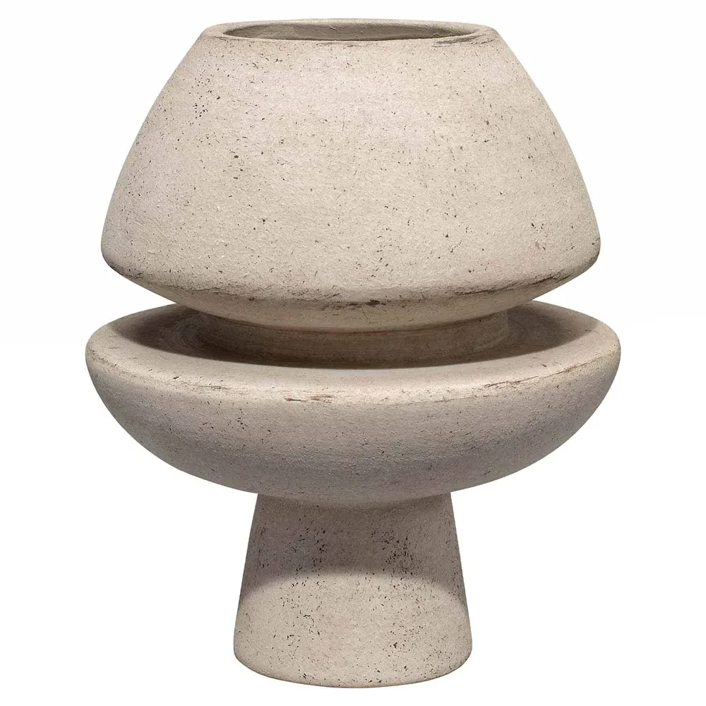 Diego Textured Decorative Vase - Off White, Ceramic image