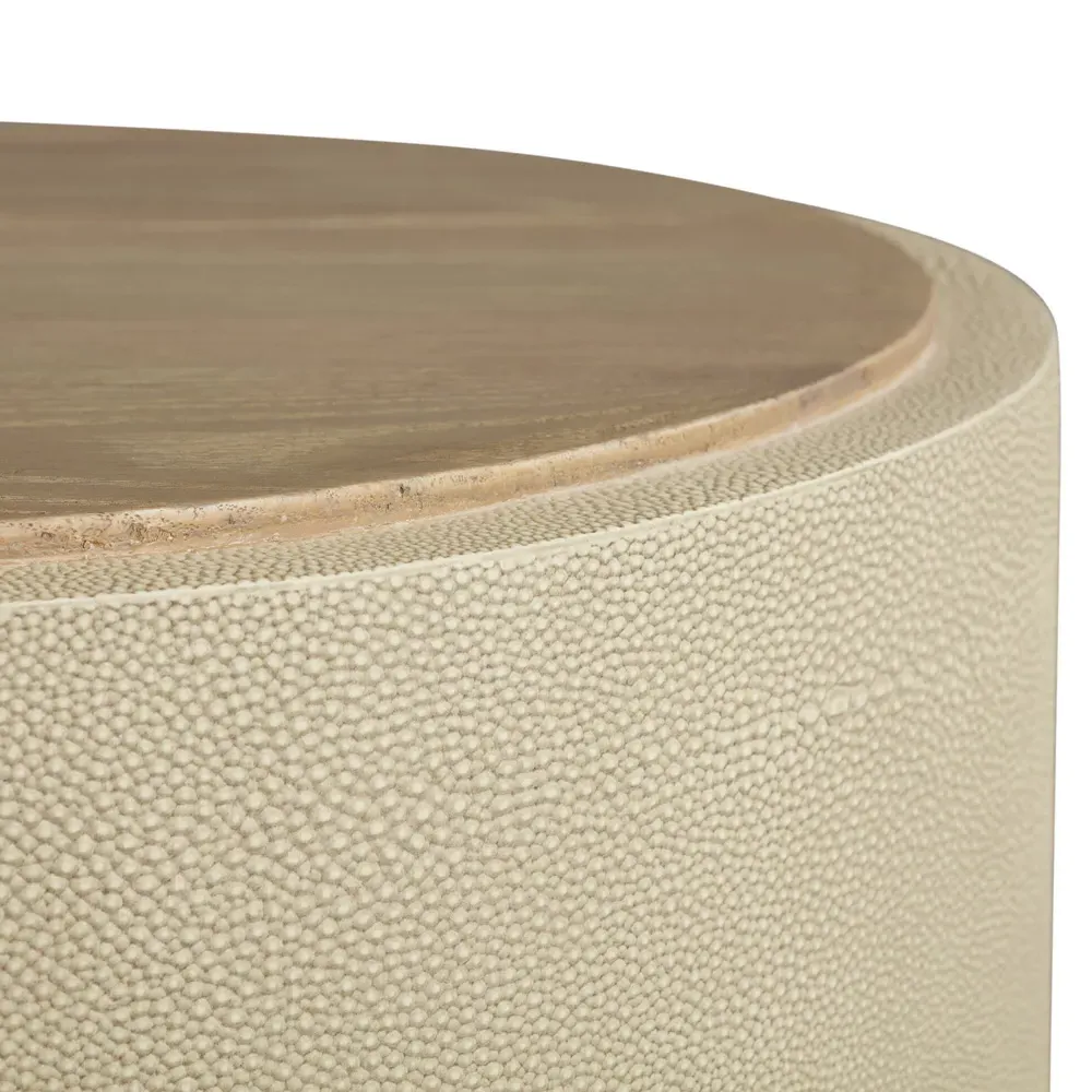 Dieter Round Drum Side Table - Cream, Oak