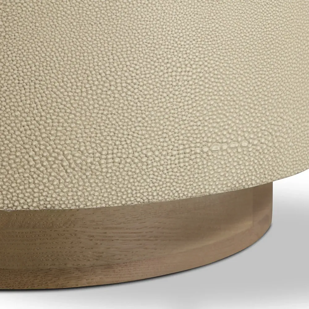 Dieter Round Drum Side Table - Cream, Oak