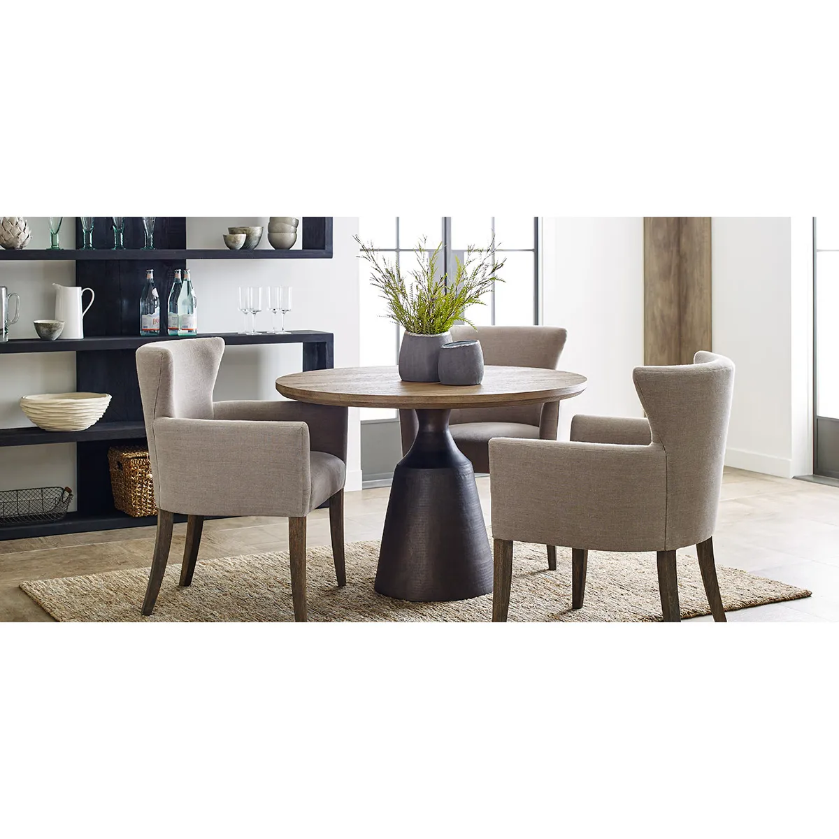 Dinalyn Round Dining Table - Bronze, Teak