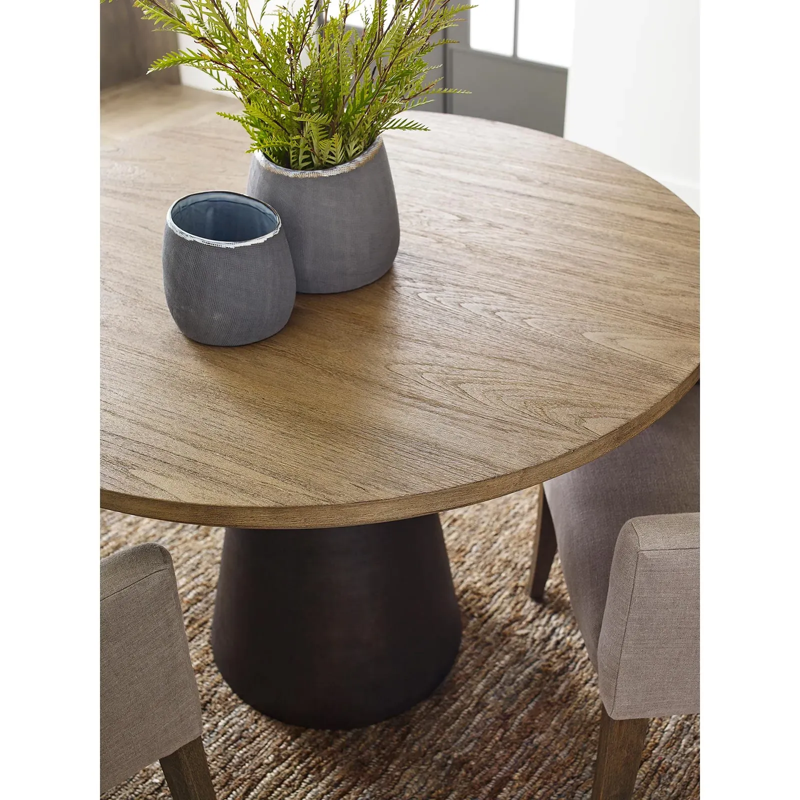 Dinalyn Round Dining Table - Bronze, Teak