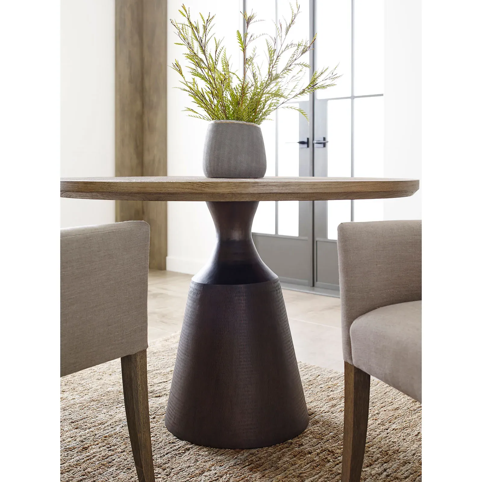 Dinalyn Round Dining Table - Bronze, Teak