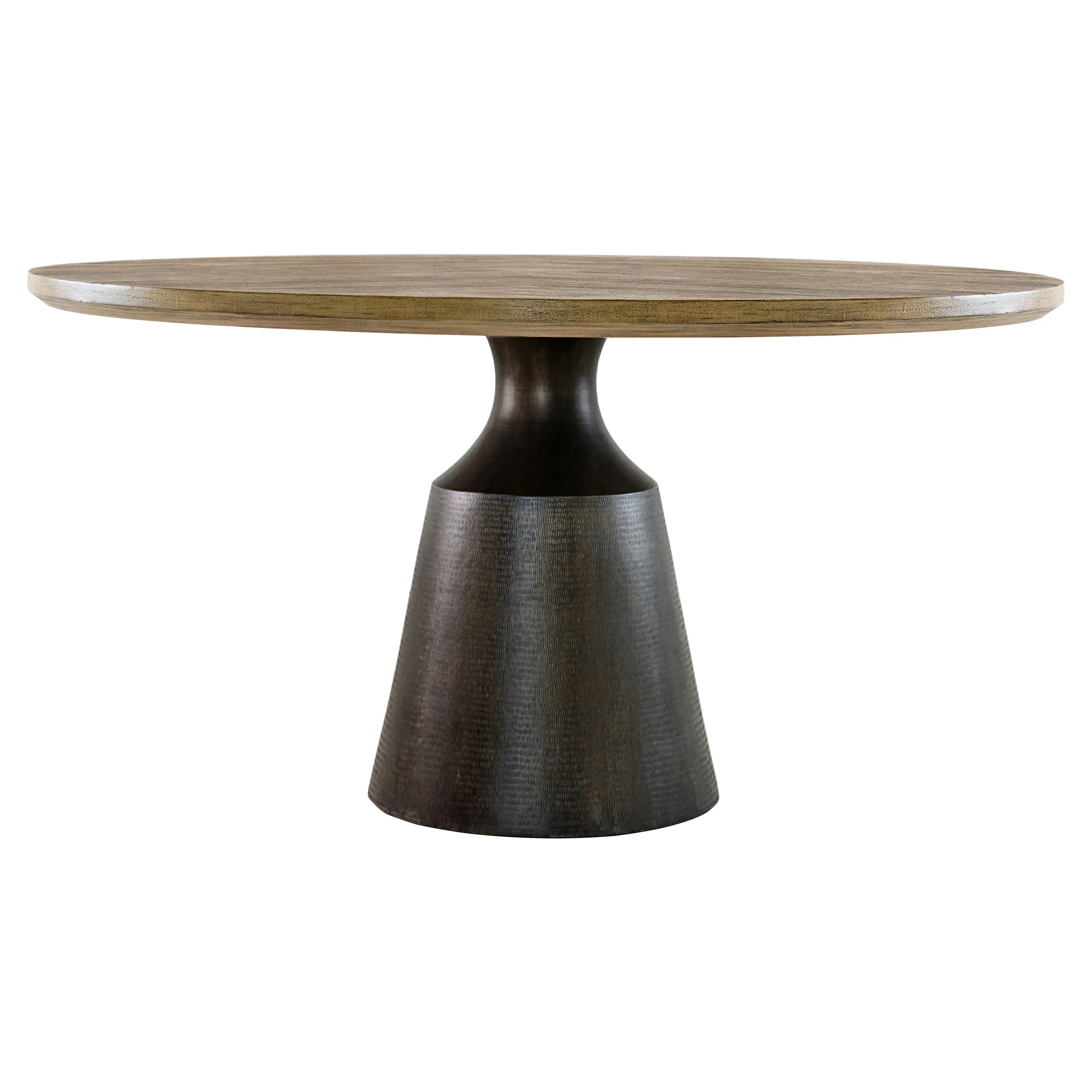 Dinalyn Round Dining Table - Bronze, Teak