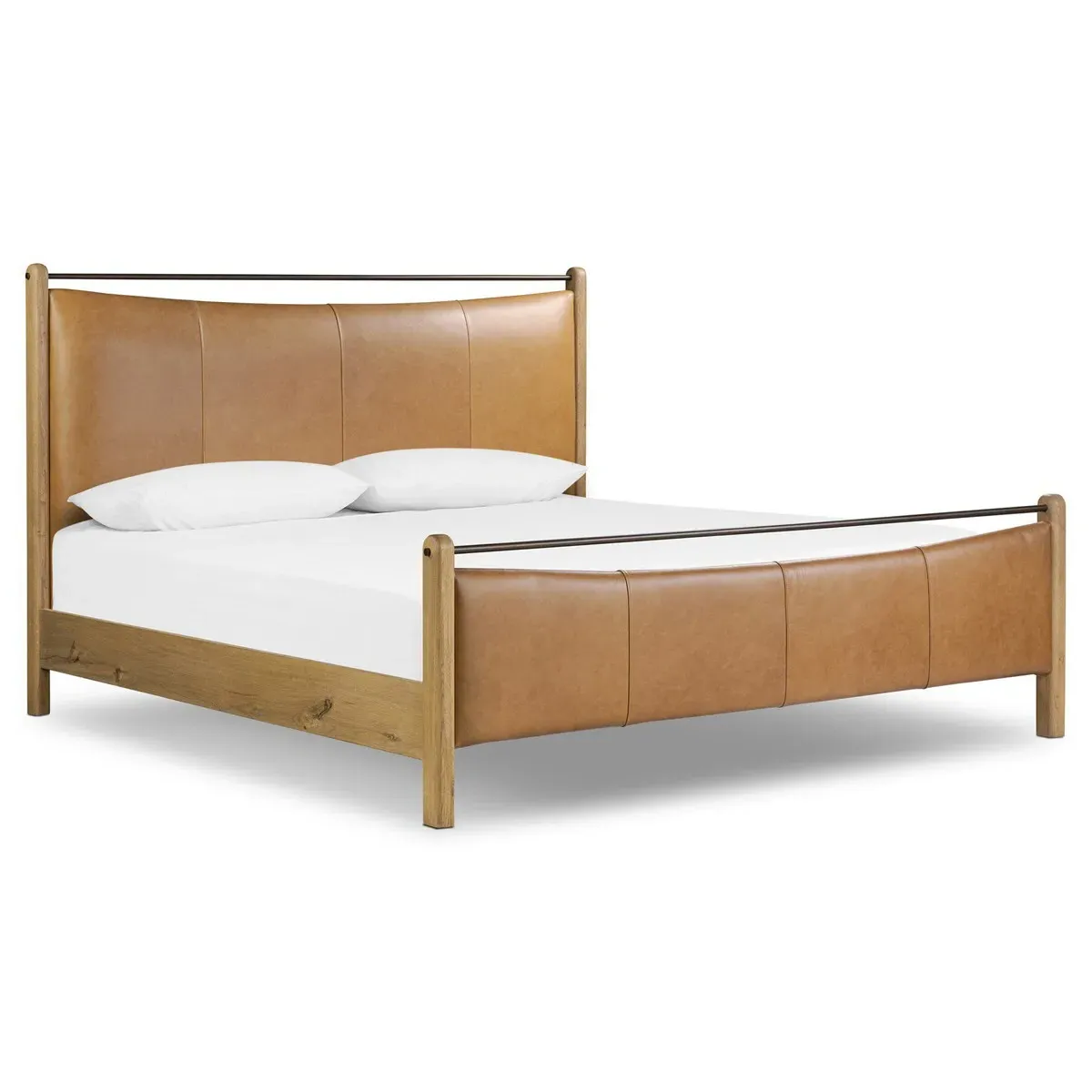 Dino King Size Tufted Bed - Brown, Oak