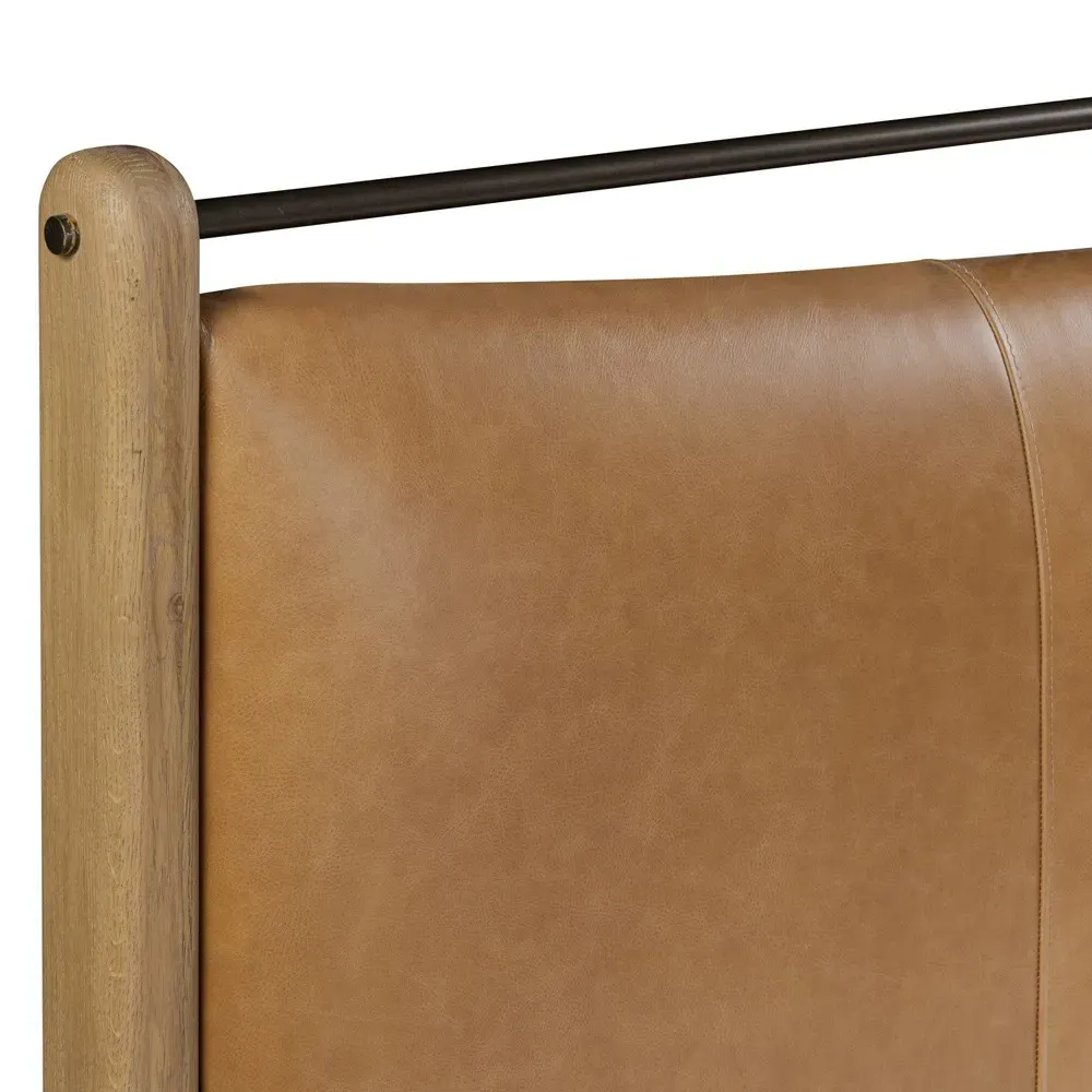 Dino King Size Tufted Bed - Brown, Oak