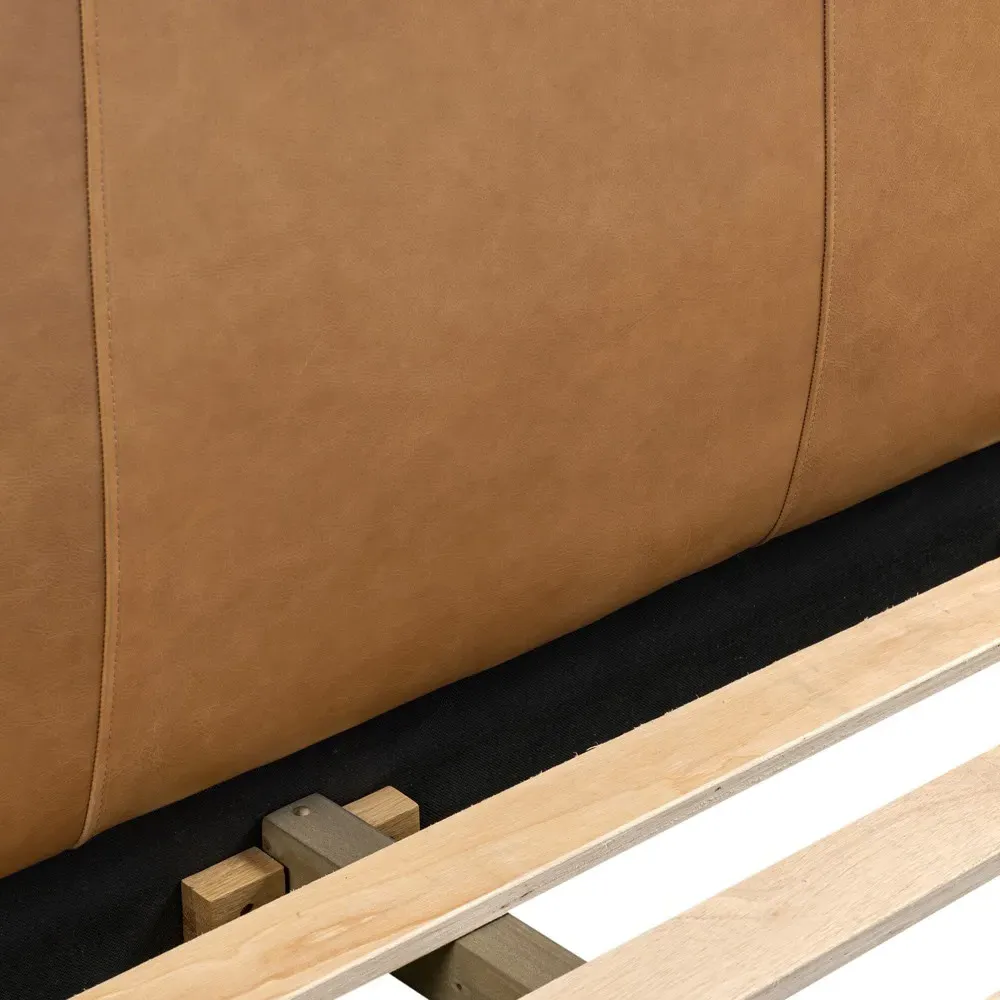 Dino King Size Tufted Bed - Brown, Oak