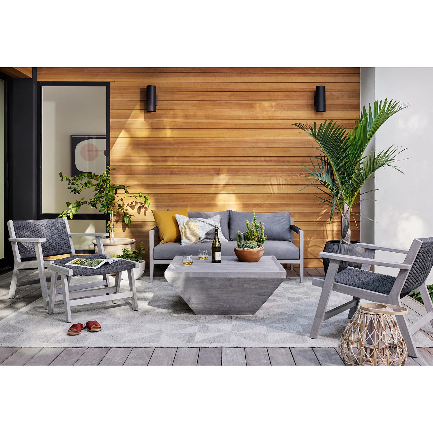 Dion Outdoor Arm Chair - Dark Grey, Teak