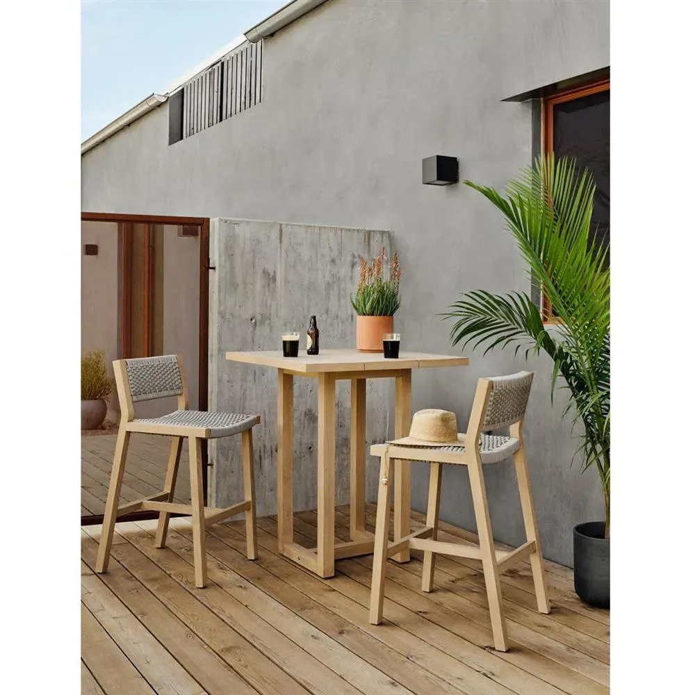 Dion Outdoor Bar Stool - Light Grey, Teak