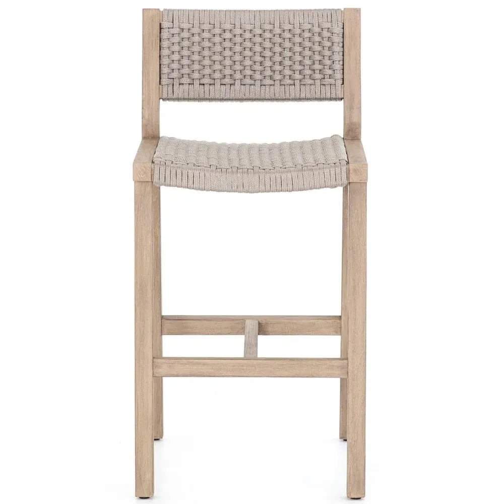 Dion Outdoor Bar Stool - Light Grey, Teak