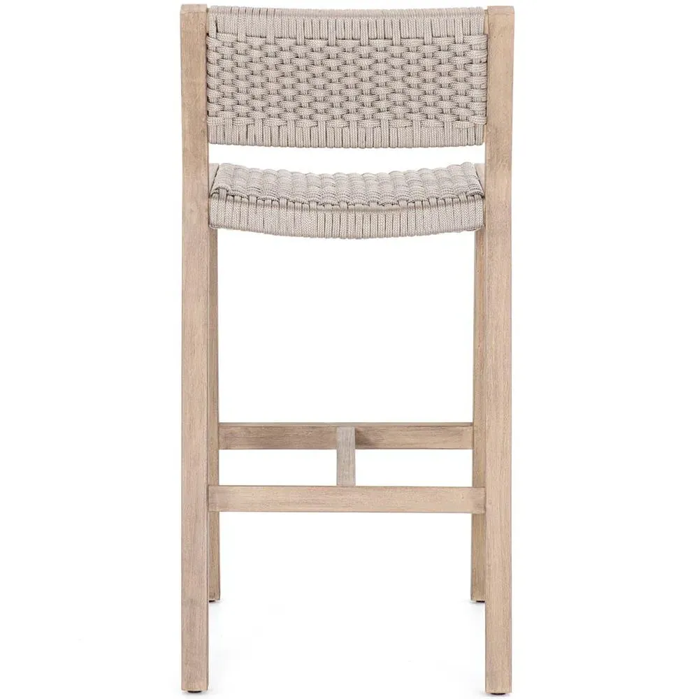 Dion Outdoor Bar Stool - Light Grey, Teak