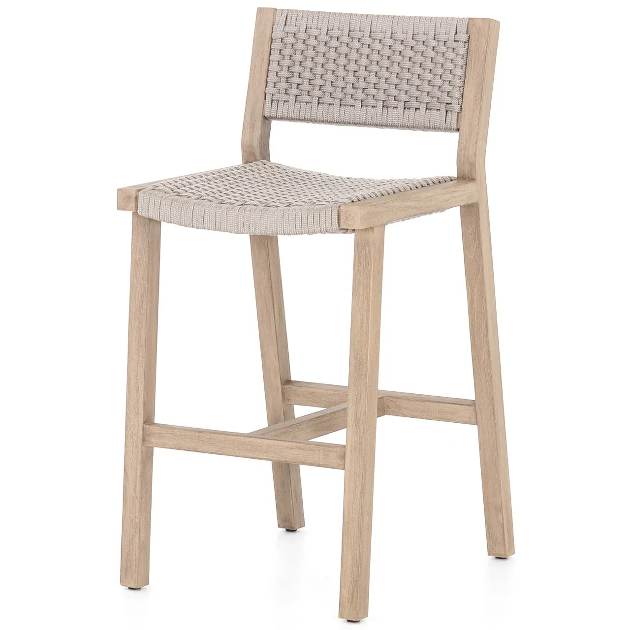 Dion Outdoor Bar Stool - Light Grey, Teak