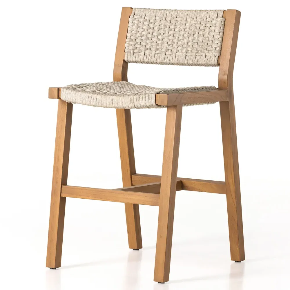 Dion Outdoor Counter Stool - Light Brown, Teak