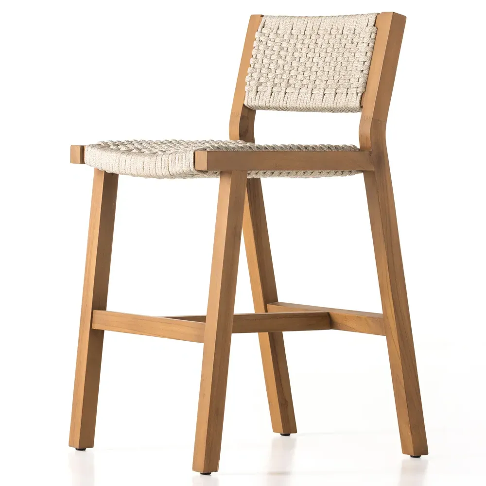 Dion Outdoor Counter Stool - Light Brown, Teak