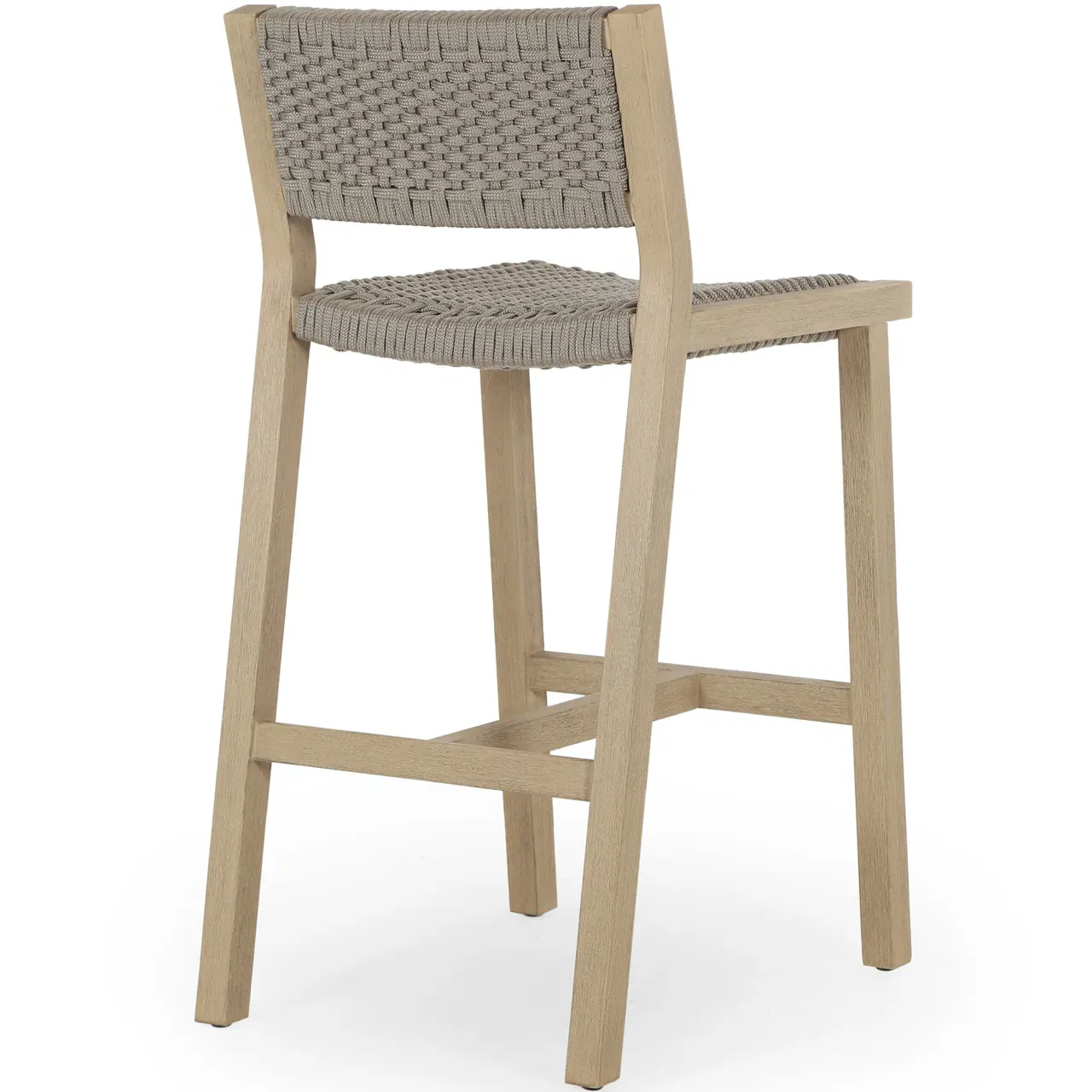 Dion Outdoor Counter Stool - Light Grey, Teak