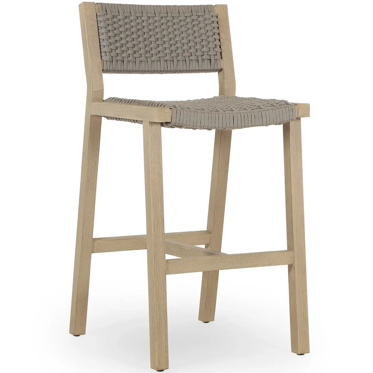 Dion Outdoor Counter Stool - Light Grey, Teak