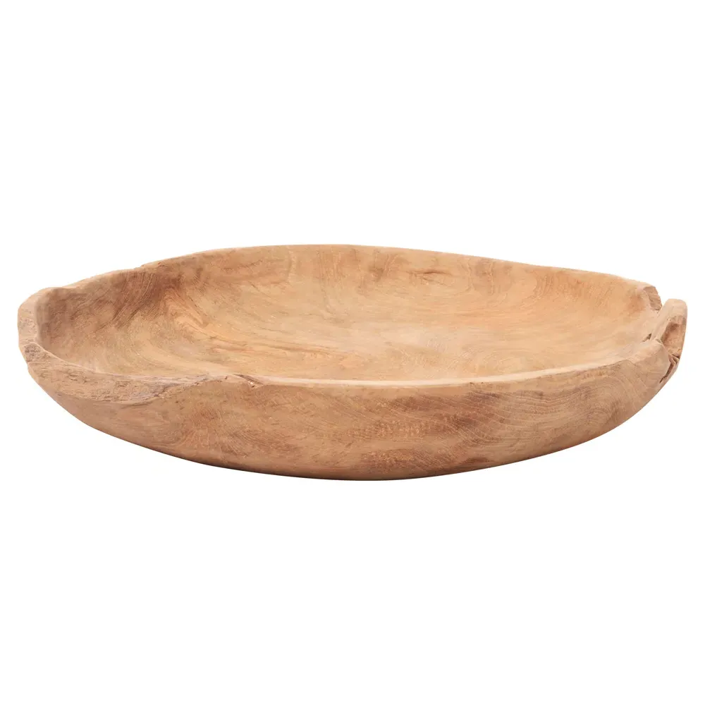 Dionne Round Serving Platter - Natural, Teak Wood