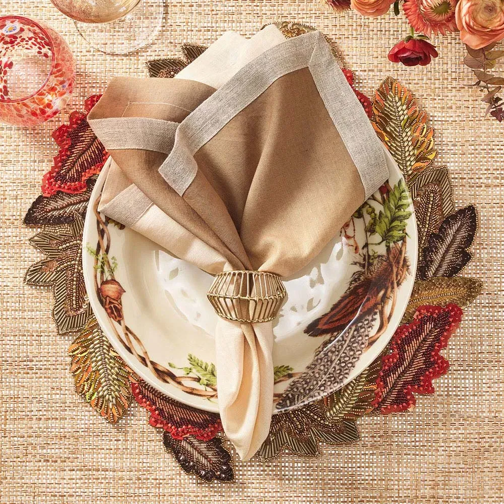 Dip Dye Linen Napkin Set of 4 - Brown