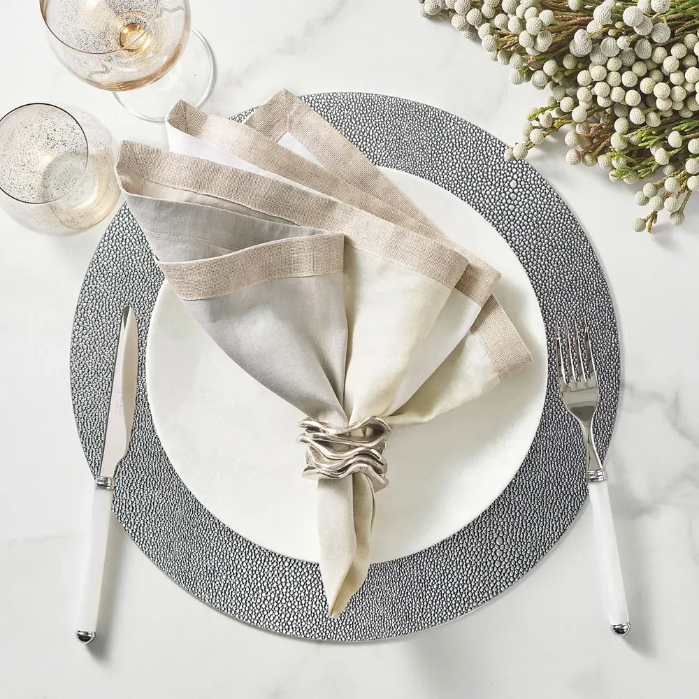 Dip Dye Linen Napkin Set of 4 - Silver