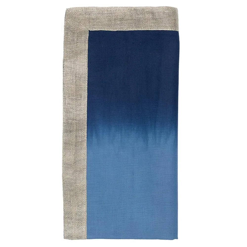 Dip Dye Ombre Linen Napkin Set of 4 - Blue