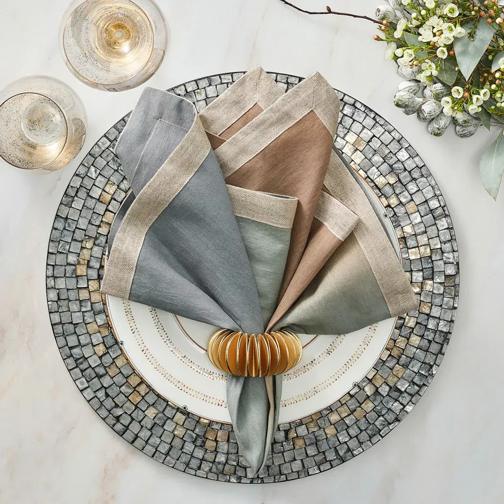 Dip Dye Ombre Linen Napkin Set of 4 - Taupe