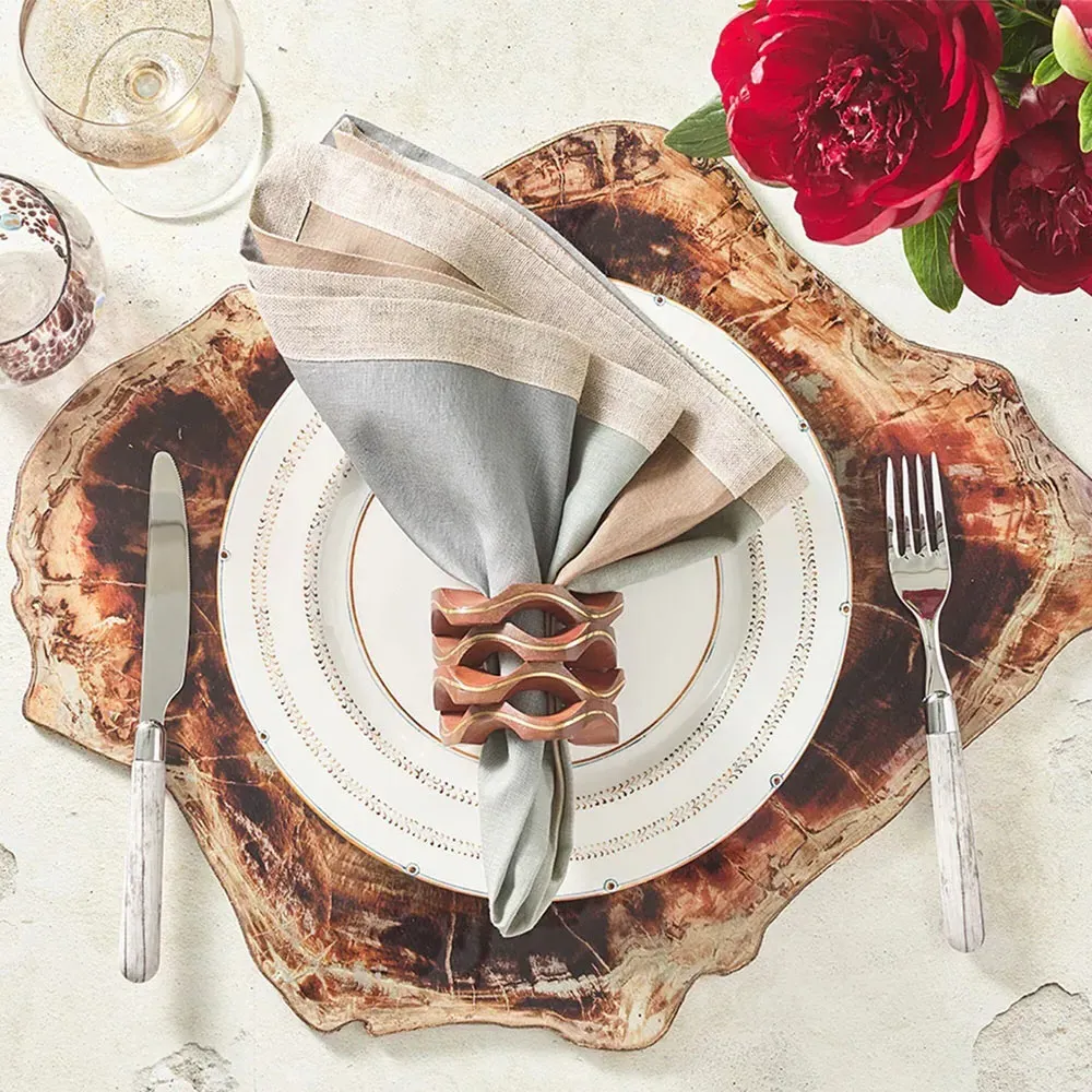 Dip Dye Ombre Linen Napkin Set of 4 - Taupe