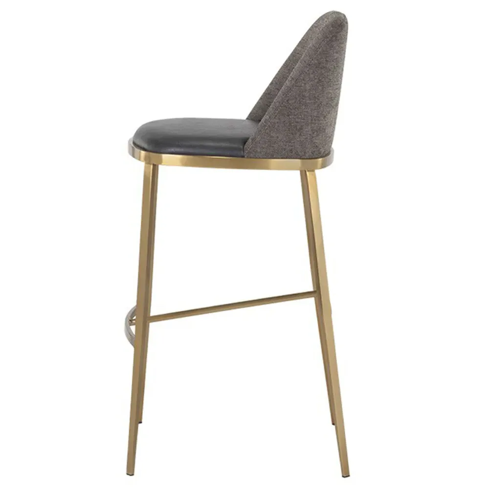 Divi Regency Bar Stool - Sparrow Grey, Gold Steel