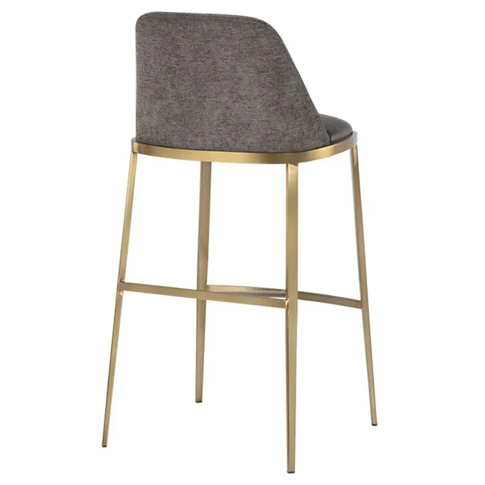 Divi Regency Bar Stool - Sparrow Grey, Gold Steel